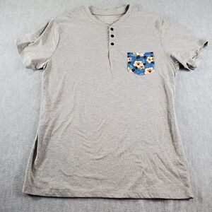 Rue 21 Shirt Mens XL Gray Floral Pocket Henley